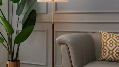 Floor lamp with table