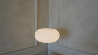 Floor lamp with table
