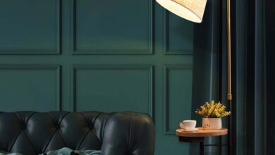 Floor lamp with table