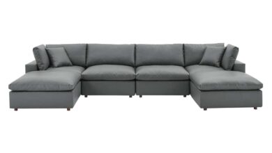 Grey Leather Sectional Sofa