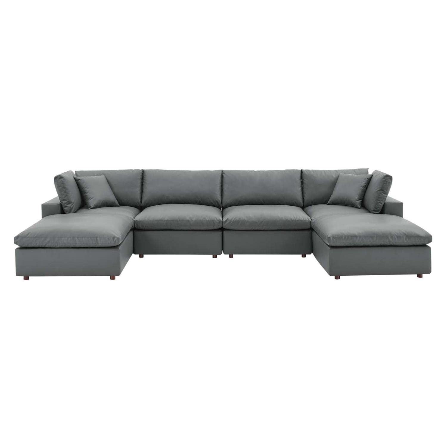 Grey Leather Sectional Sofa Stylish and Contemporary Living Room Piece with Durable Leather Upholstery and Comfy Seating