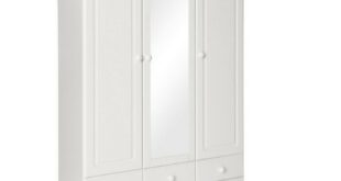 Hinged-door wardrobes pine painted white