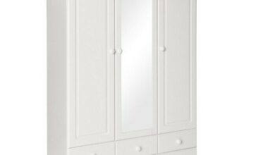 Hinged-door wardrobes pine painted white