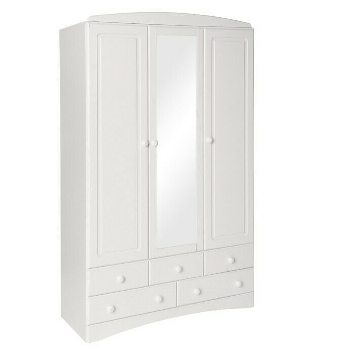 Hinged-door wardrobes pine painted white