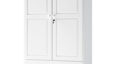 Hinged-door wardrobes pine painted white
