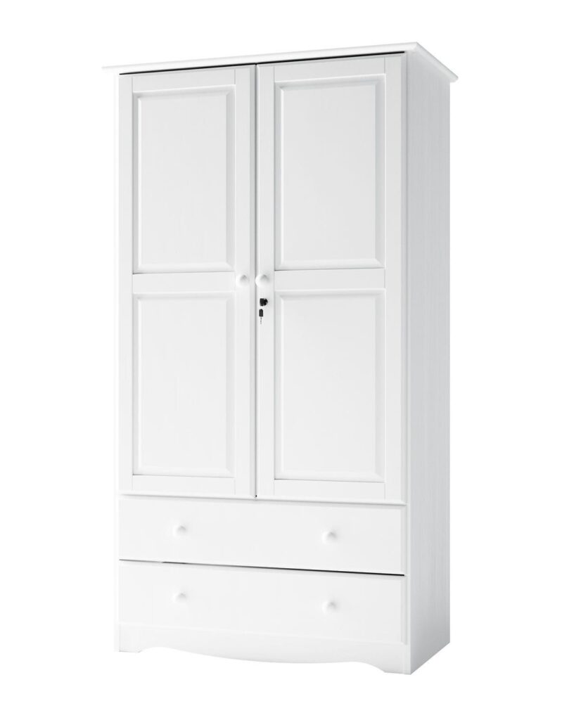 Hinged-door wardrobes pine painted white