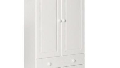 Hinged-door wardrobes pine painted white