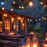 house with outdoor lanterns