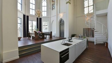 Kitchen with wooden floor