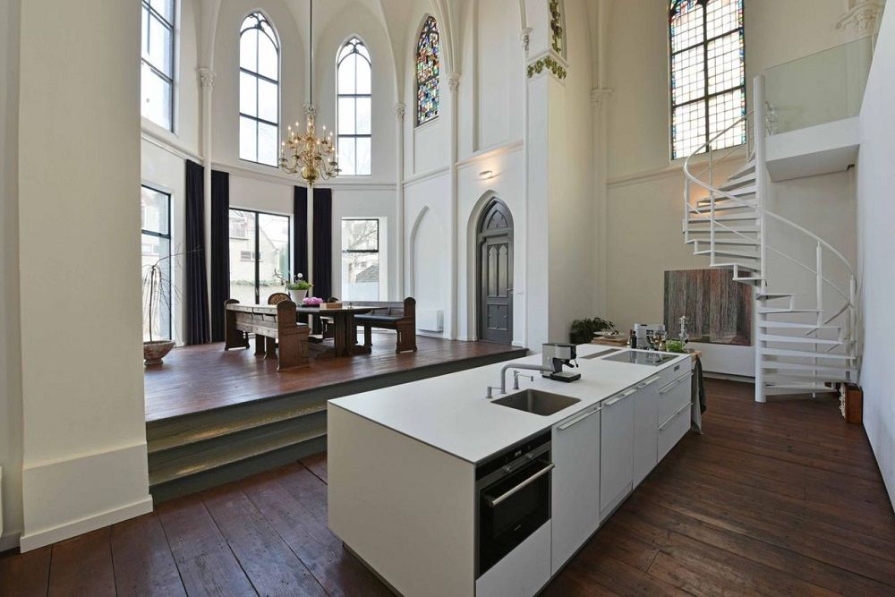 Kitchen with wooden floor