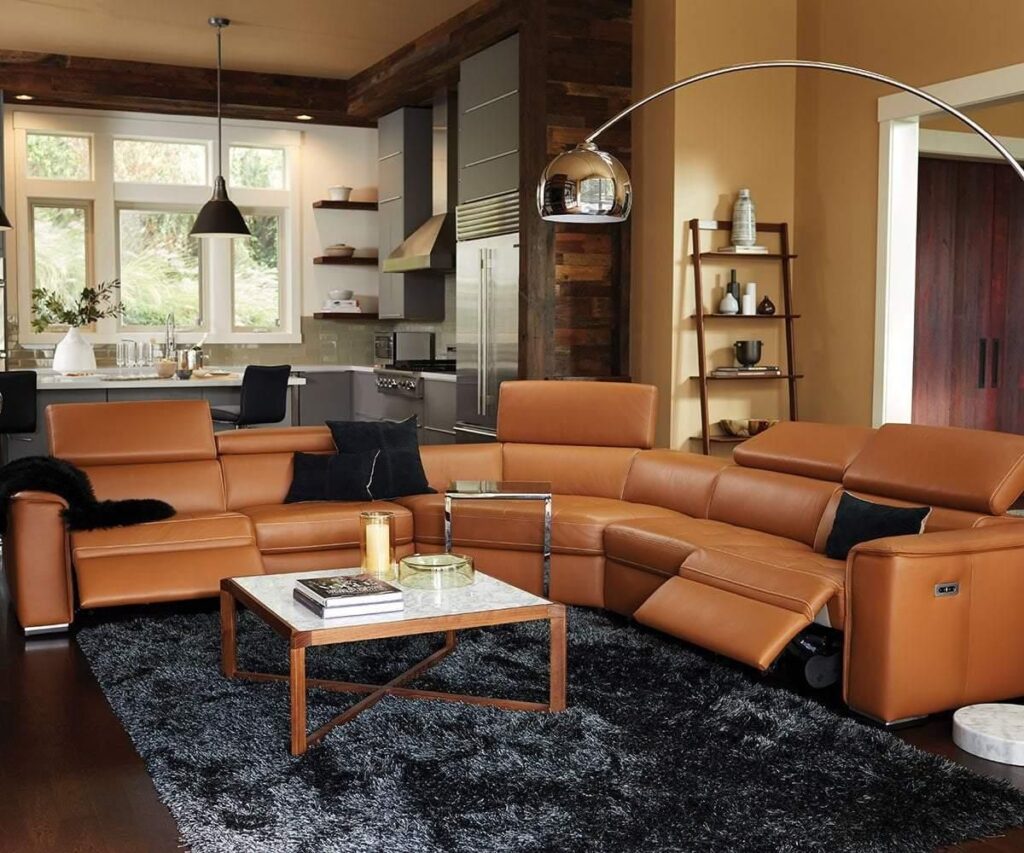 Leather Sectional Recliner Sofa