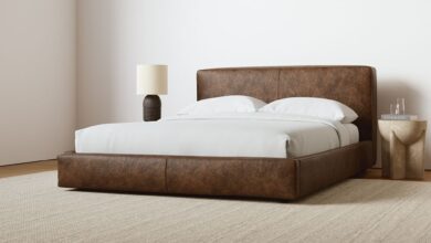 leather bed design