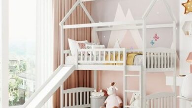 Loft beds with slide and ladder