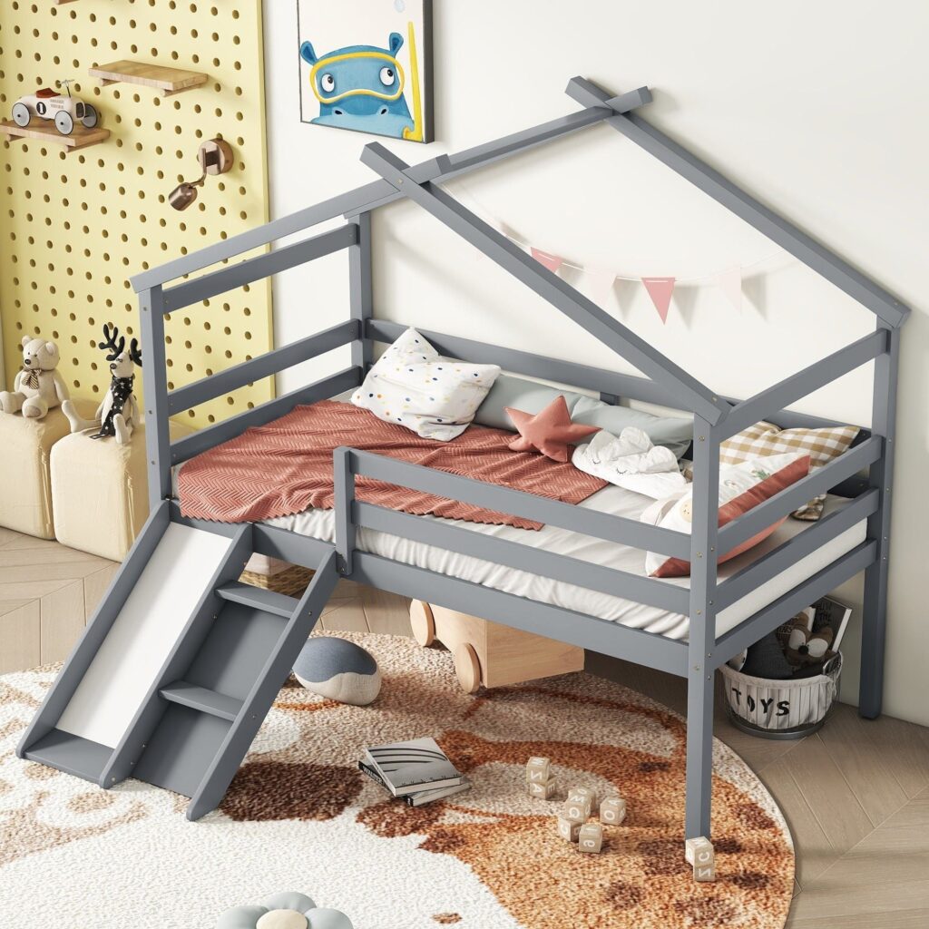 Loft beds with slide and ladder