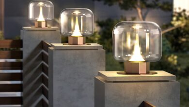 Modern chandelier outdoors