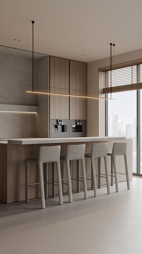 Modern kitchen with bar