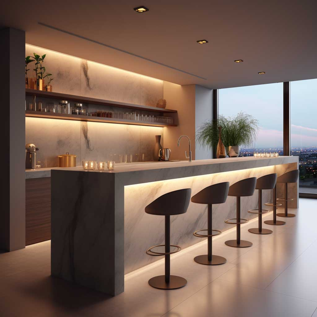 Modern kitchen with bar design ideas for a sleek and stylish home