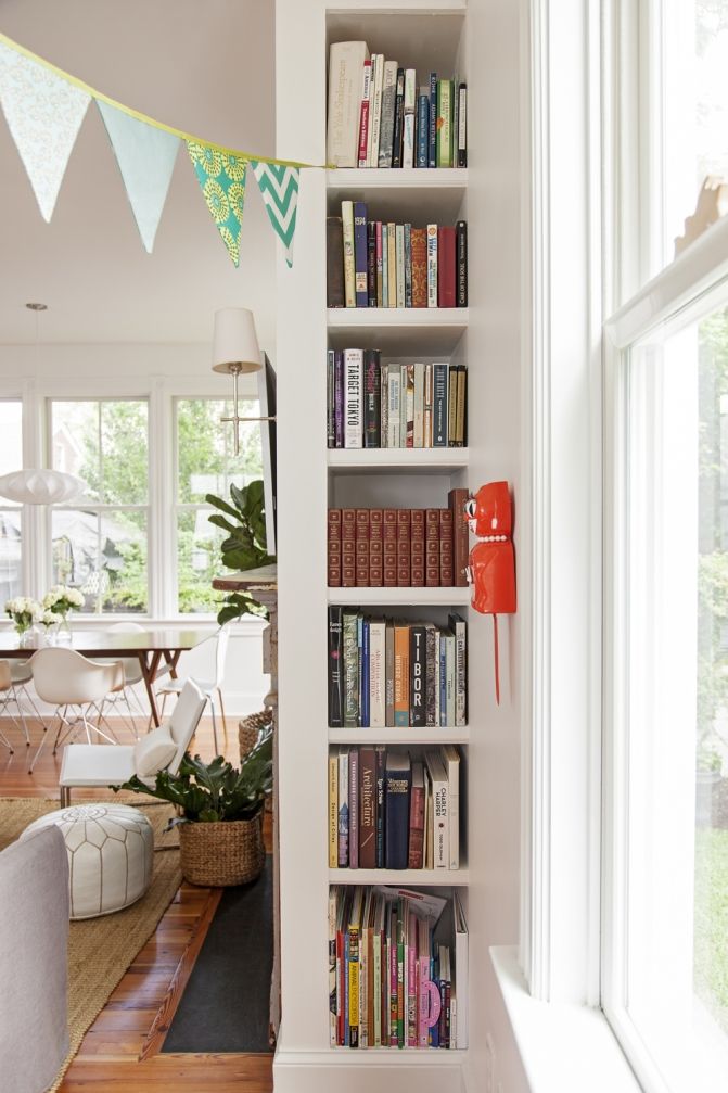 Narrow Bookshelf Enhances Home Organization