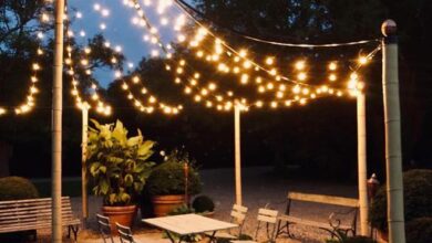Outdoor courtyard lighting