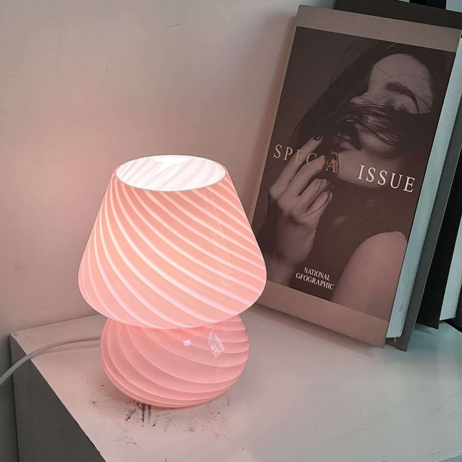 Pink bedside lamps add a pop of color to your bedroom