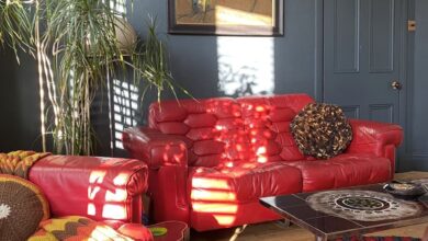Red Leather Loveseat