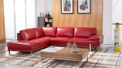 Red Leather Sectional Sofa