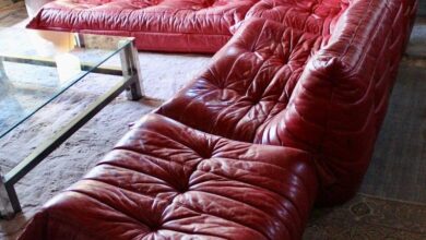 Red Leather Sofa