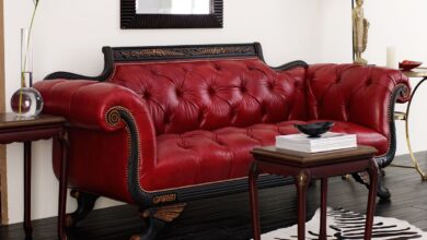 Red Leather Sofa