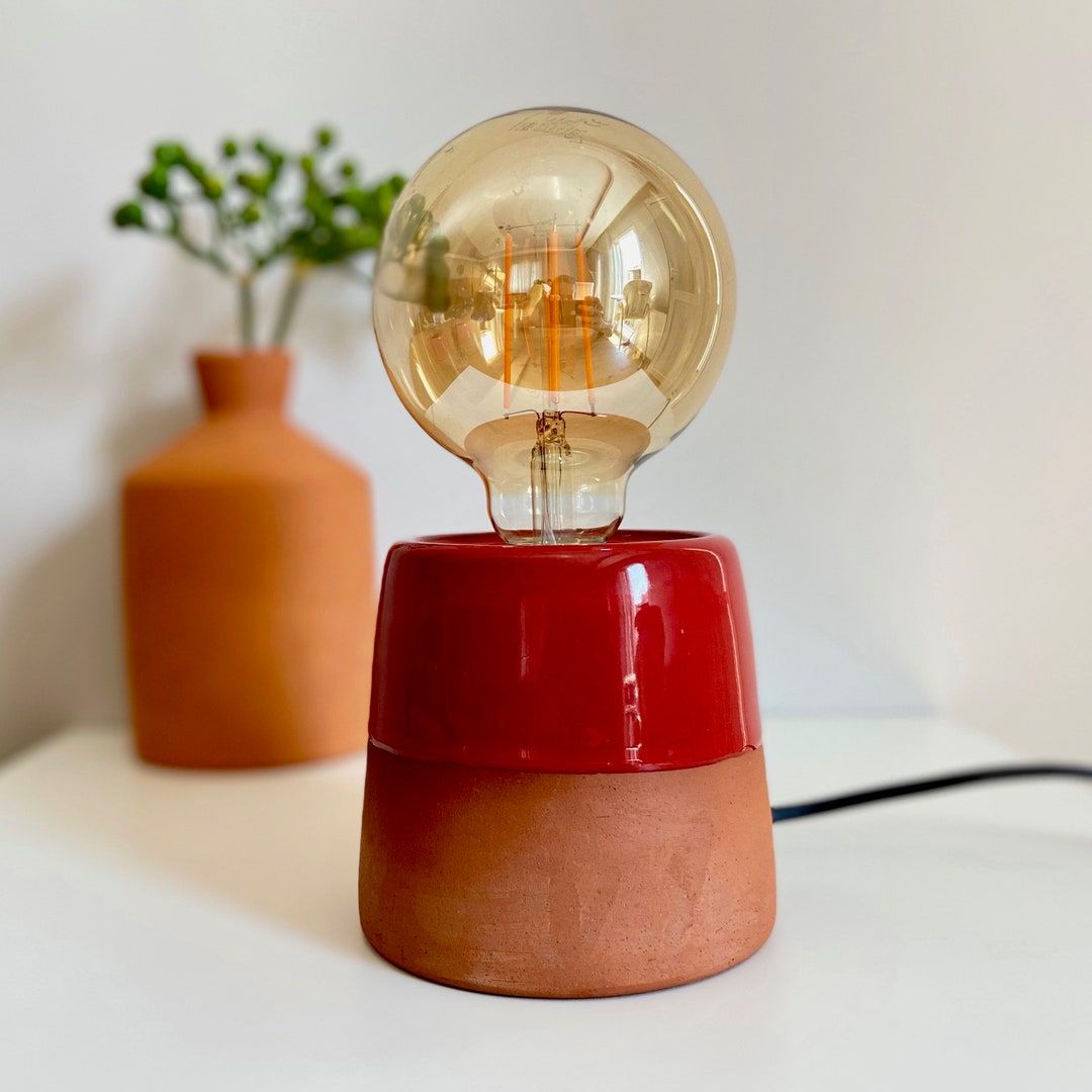 Red bedside lamps Vibrant Crimson Bedside Illumination for a Cozy Bedroom Retreat