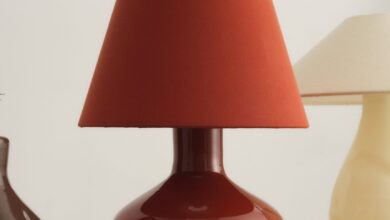 Red bedside lamps