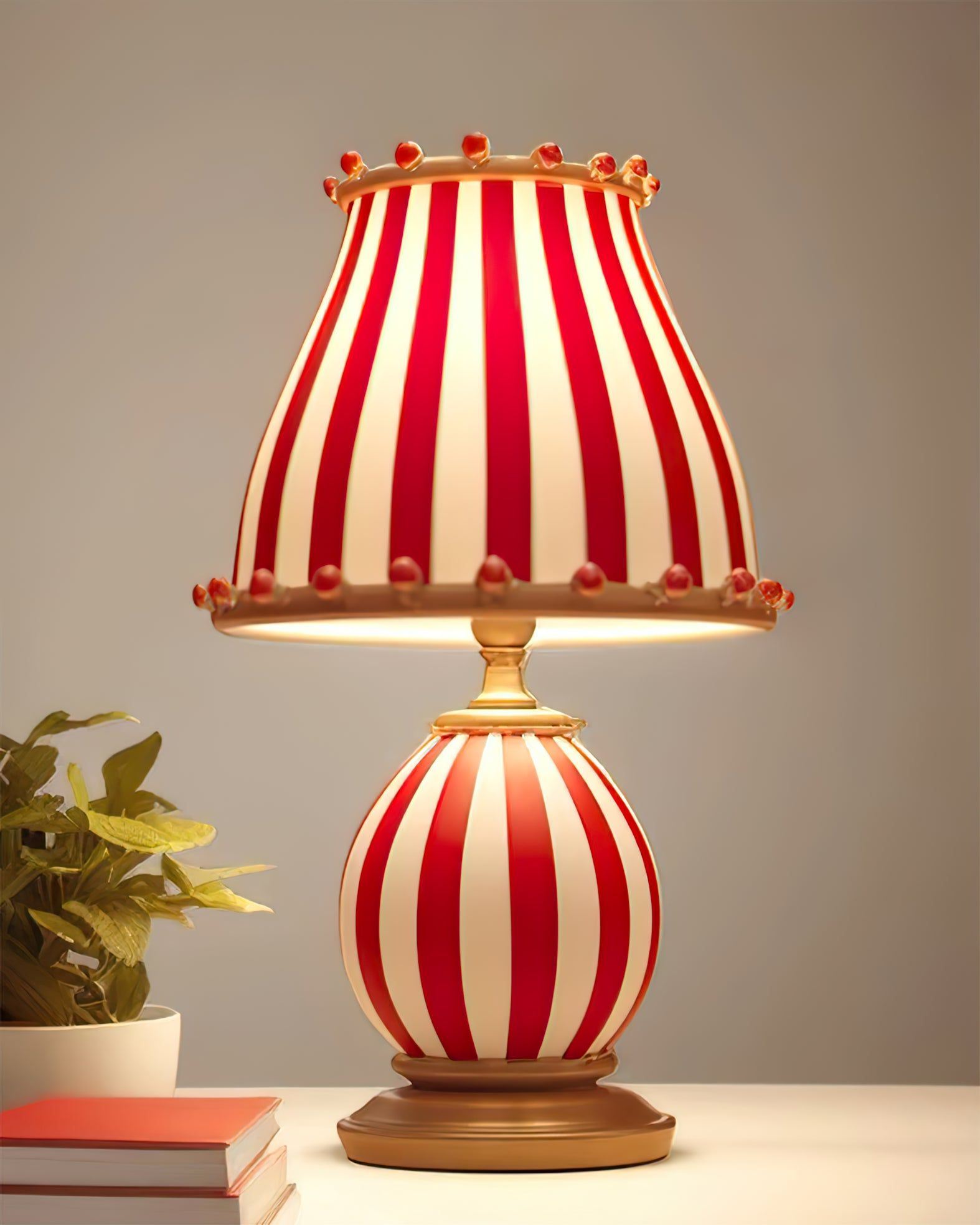 Red table lamp Brighten up your space with a striking pop of color with this fiery addition.