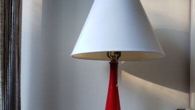Red table lamp