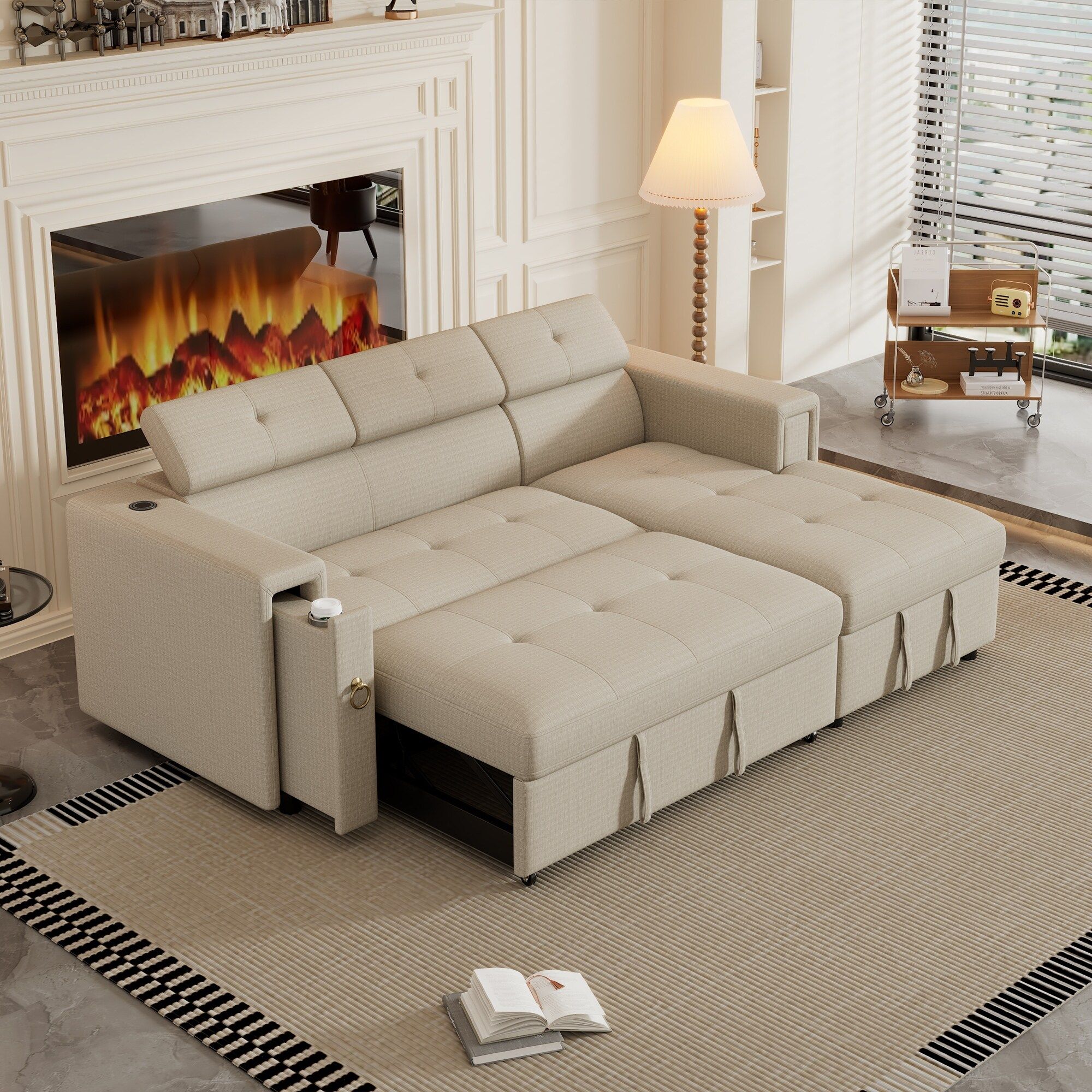 Sofa With Pull Out Bed Comfortable seating by day, cozy sleeping space by night – your versatile solution for guests!