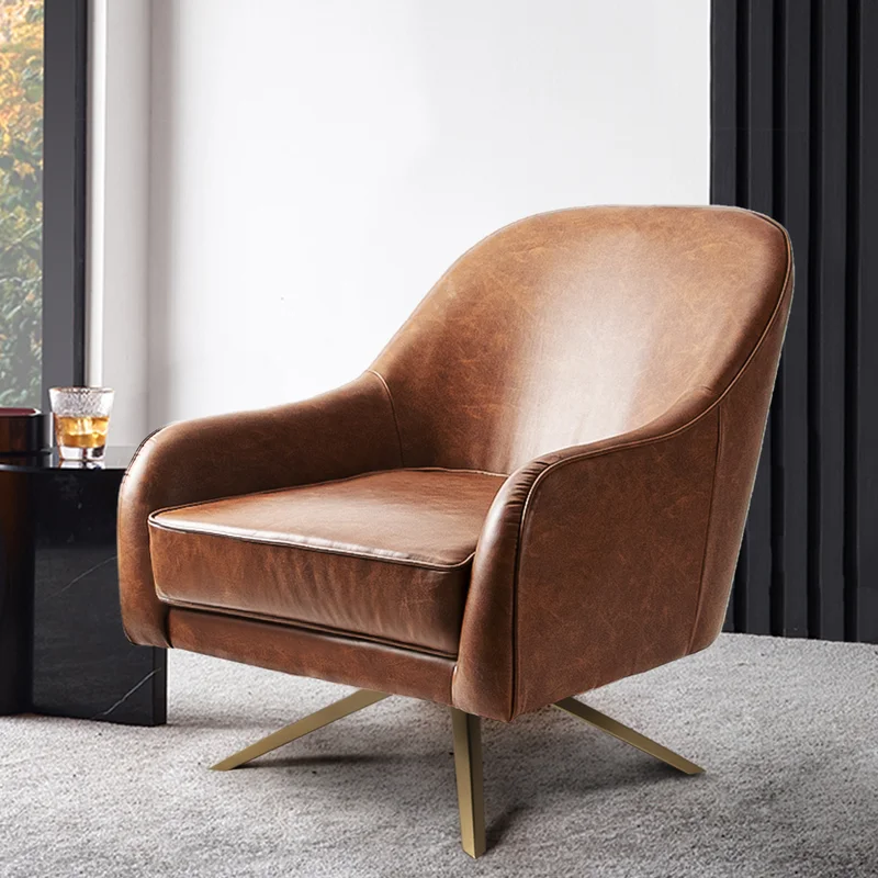 Swivel Leather Armchair