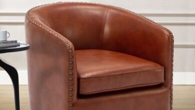 Swivel Leather Armchair