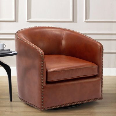 Swivel Leather Armchair Stylish and Comfortable Leather Armchair for Easy Movement and Relaxed Seating