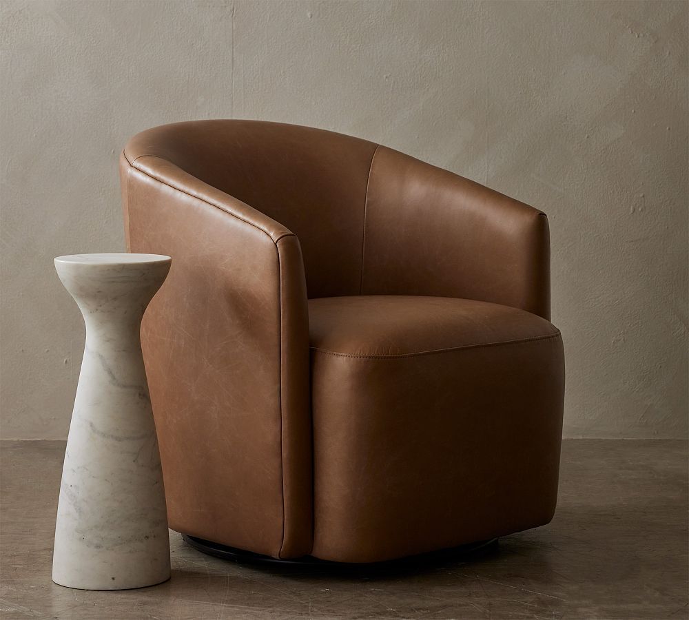 Swivel Leather Armchair The Perfect Addition to Your Living Room