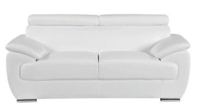 White Leather Loveseat