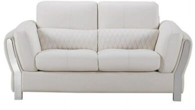 White Leather Loveseat