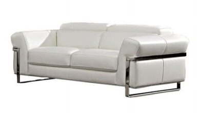 White Leather Loveseat