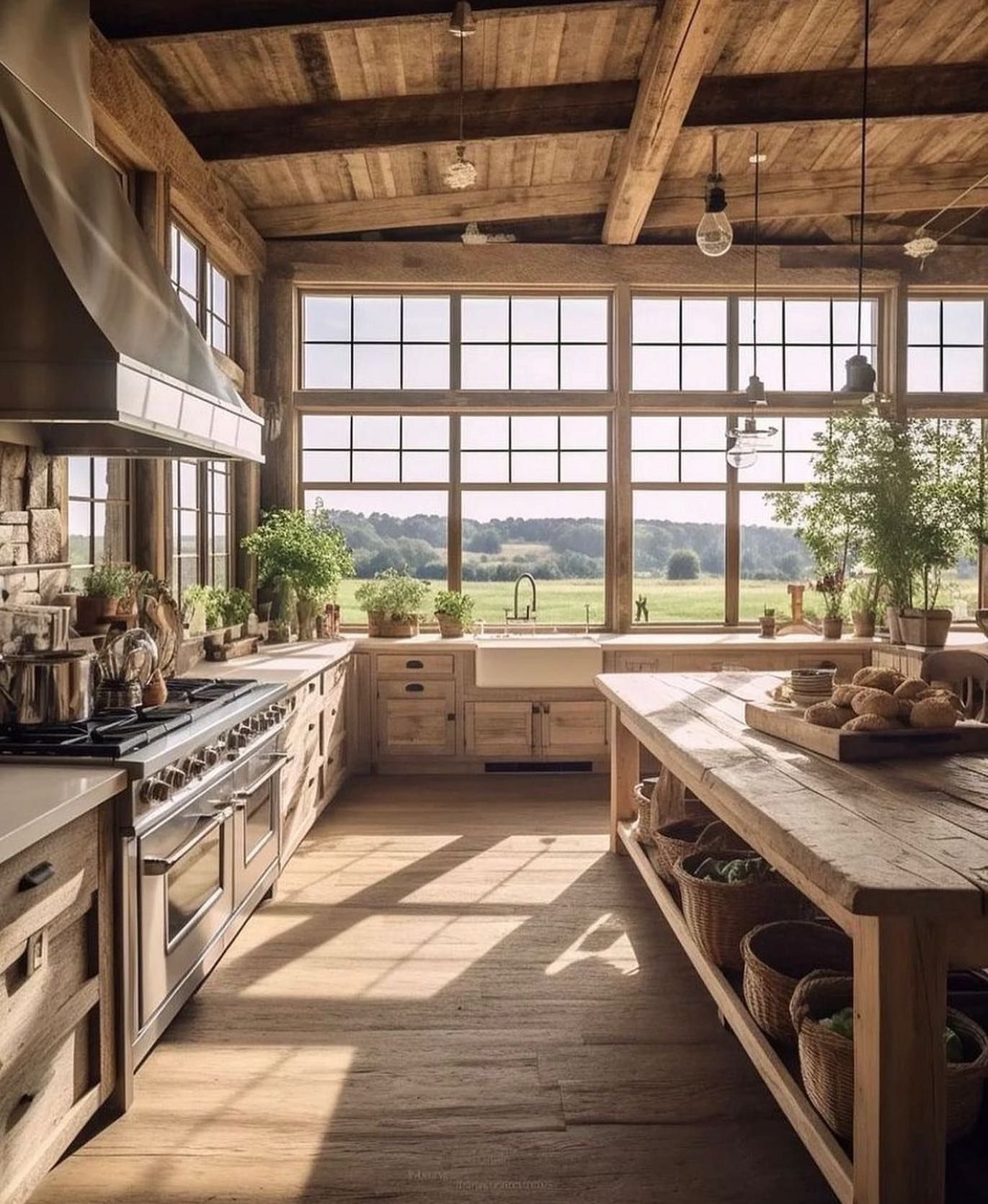 Wooden country-style kitchens the epitome of cozy rustic charm