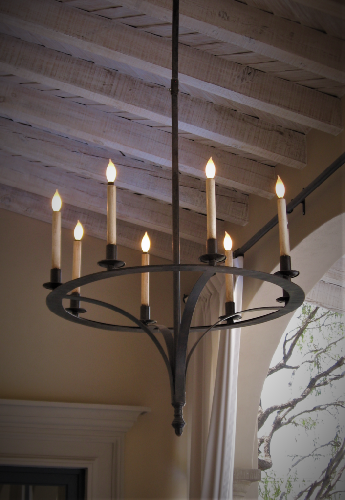 Wrought iron chandeliers