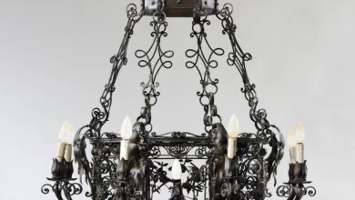 Wrought iron chandeliers