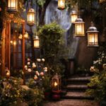 house with outdoor lanterns