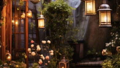 house with outdoor lanterns
