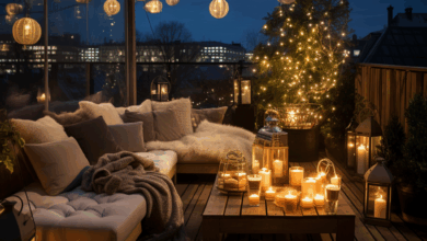 house with outdoor lanterns