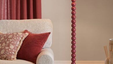 red floor lamp ideas