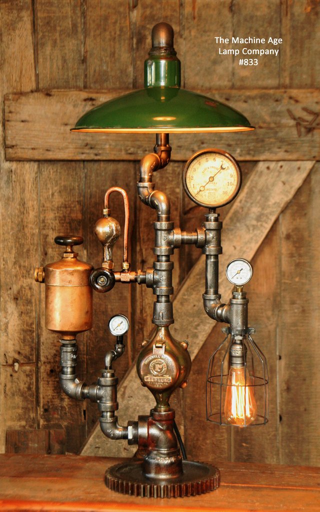 industrial lamps design steampunk industrial lamp, vintage oiler u0026 green shade #1074 DRVKPHV