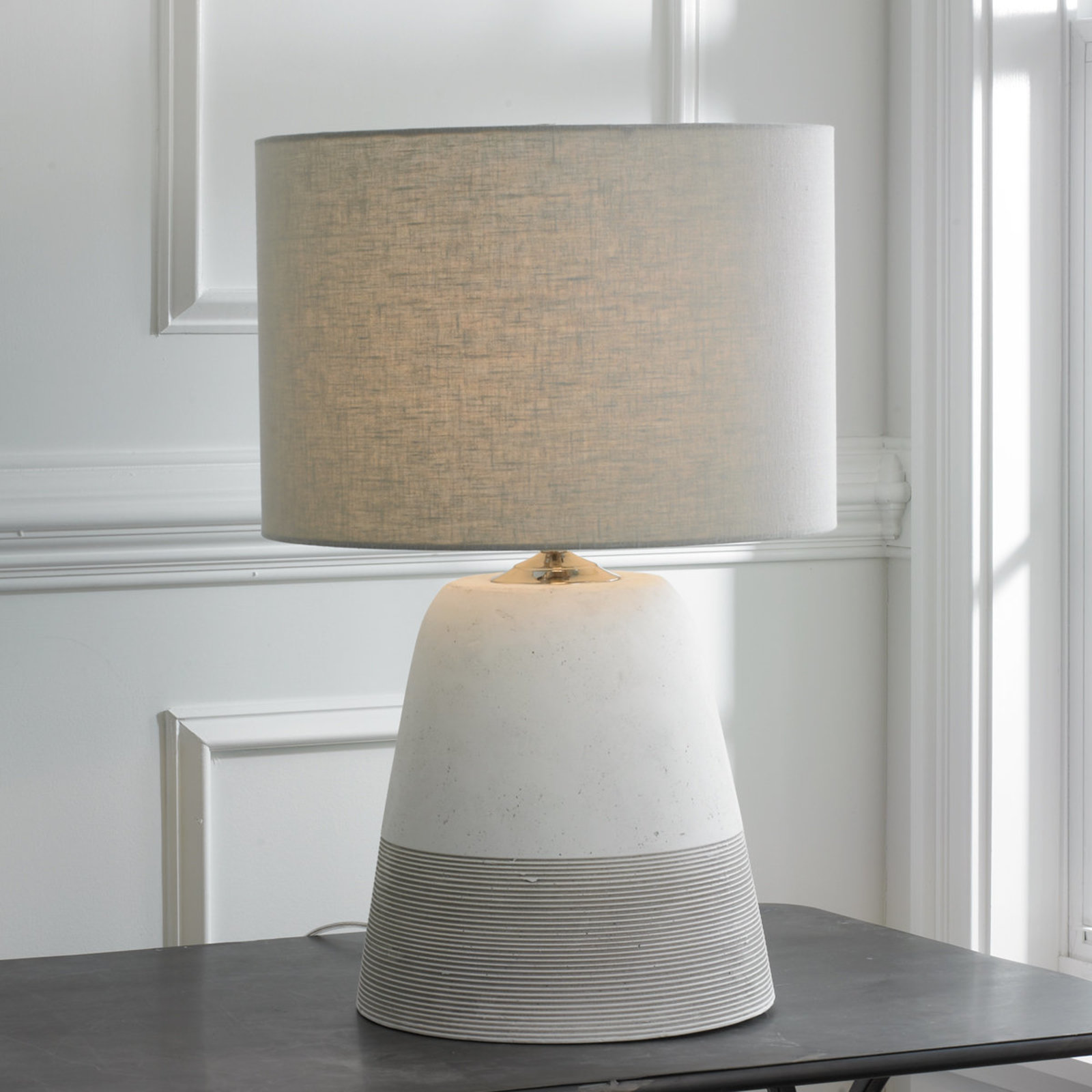 lamp for small table grooved concrete table lamp - small light_gray ZQUXLIZ