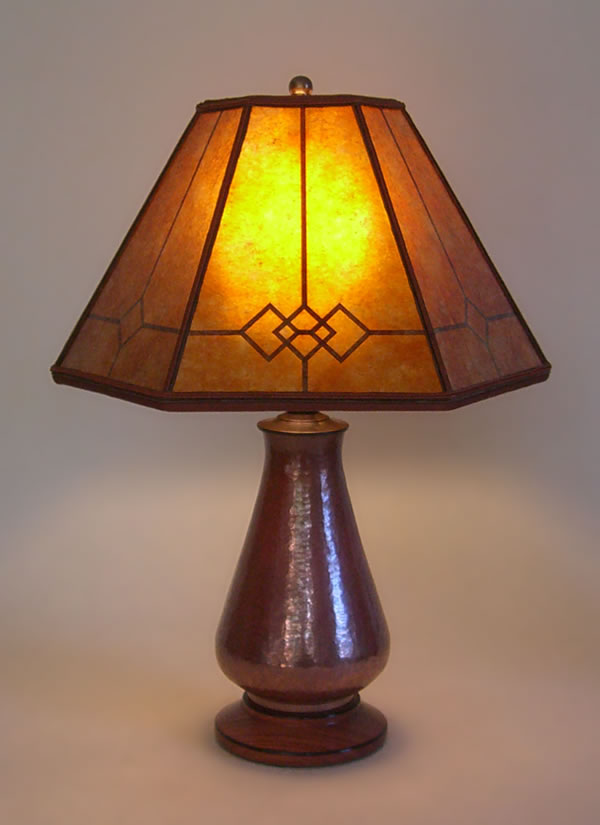 lamp for small table t222 copper small table lamp, amber windowpane mica mission lamp shade IRTKZVN